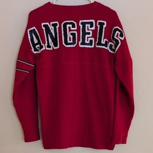 PINK Victoria's Secret Red MLB Angels Long Sleeve Shirt Sequins - Size XS